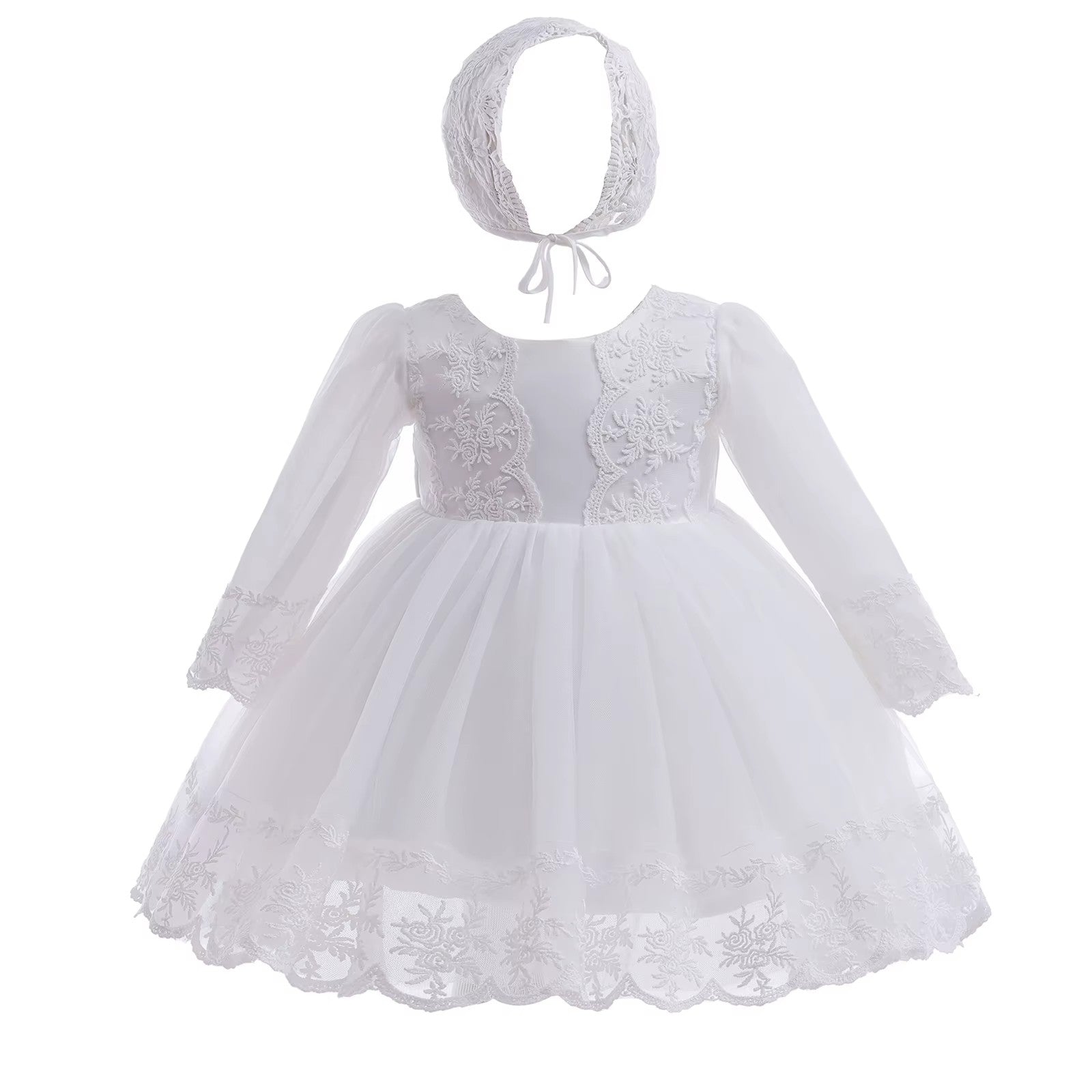7698 Wholesale Baby Christening Dress Princess Baby Dresses 0-12 Months Wedding Party Flower Tulle Baby Party Dresses