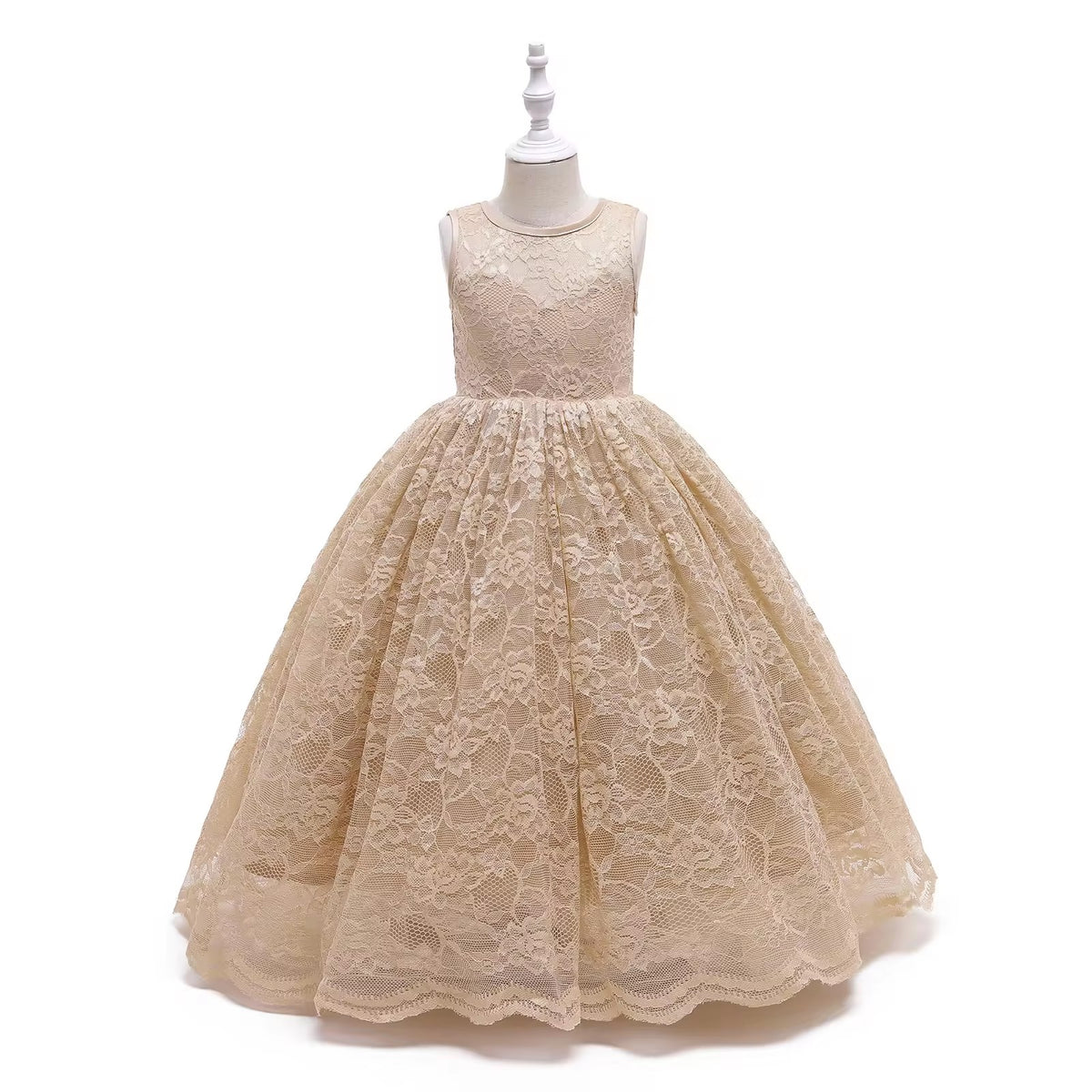 7568 Elegant Embroidered Evening Baby Blue Dress 4-5Y Handsmocked Floral Lace Wedding Bridesmaid Prom Custom Girl Party Princess Gown