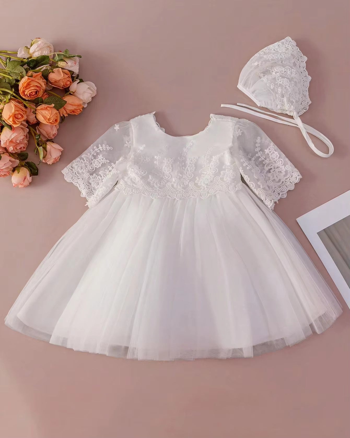 5158 Boutique Wholesale Baby Christening Dress Baptism Dress for Baby Girl Wedding Tulle White Latest Design Baby Frock Summer Dress