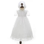 9903 Baby Girls Special Occasions Dresses Waist Christening Gown Baptism Dress With Bonnet