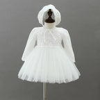 9605 Newborn Baby Clothes Princess Babies Dress One-year-old Christening Gown Long Sleeves Baby Embroidery Dresses with Hat