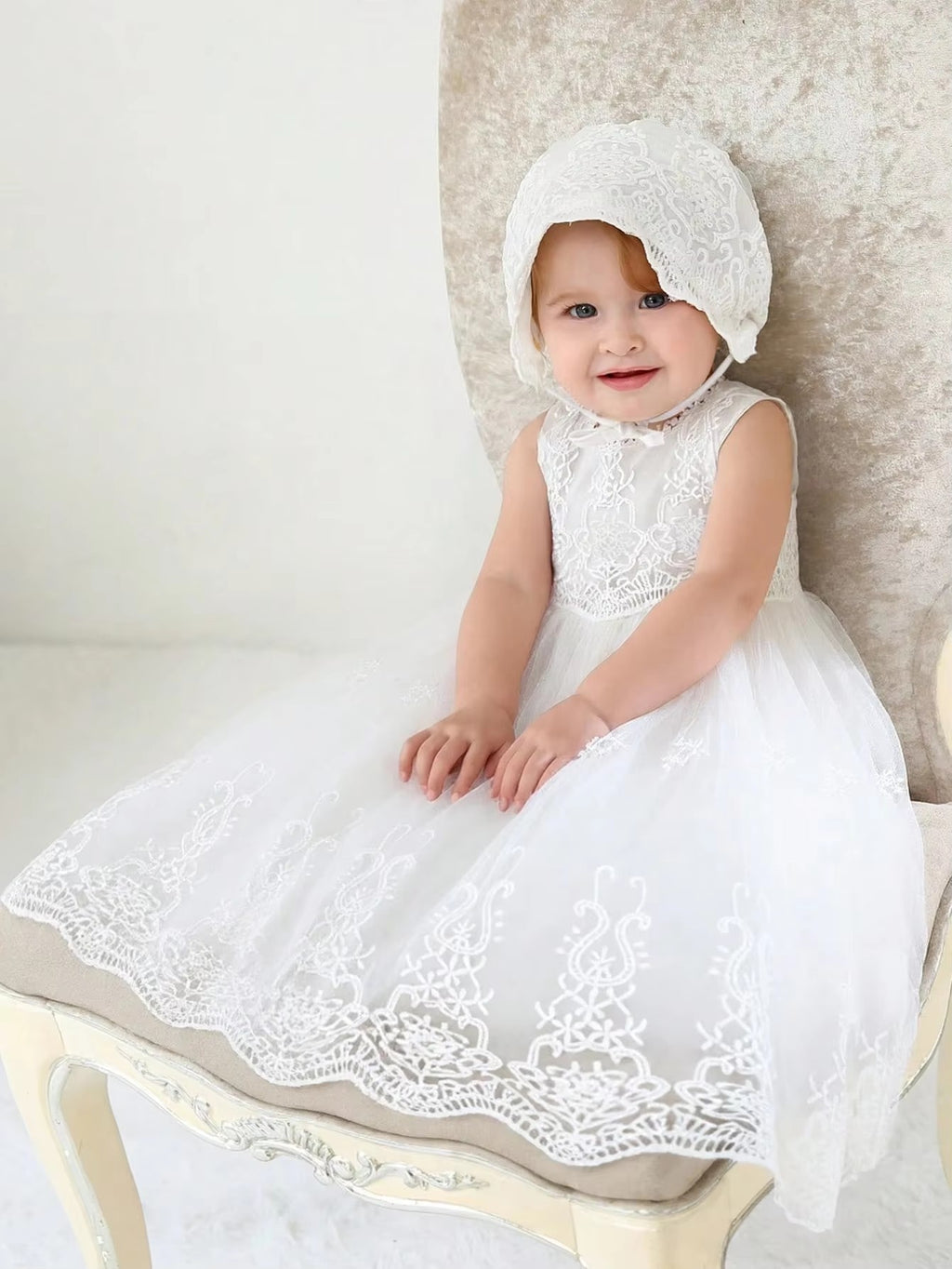 6130 Baby Girl Baptism Dress Birthday Princess Clothes for Wedding With Hat High Quality Christening White Christening Gown