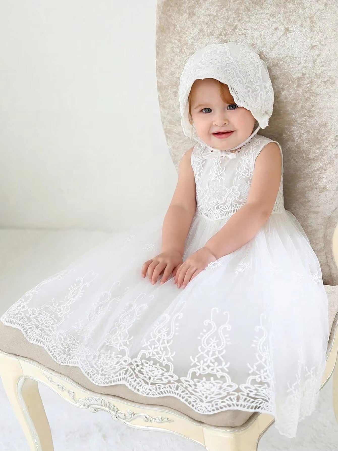 6130 Baby Girl Baptism Dress Birthday Princess Clothes for Wedding With Hat High Quality Christening White Christening Gown