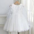 5176 White Dresses Elegant Embroidery Floral Kids Wedding Gown Short Flower Girls' Dresses Party Dress for Baby Girl
