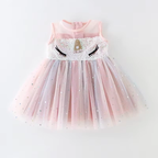 7176 Baby Girl Birthday Party Dress Sequin Dress for Baby Pink Cartoon Baby Summer Princess Doll Dress Set Kids Wholesale Clothing