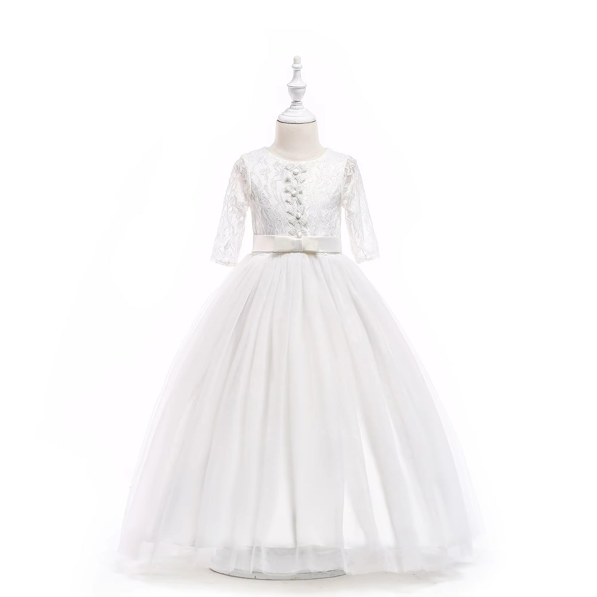 8550/8549 Lace Girls Wedding Dress Embroidered Birthday Party Dresses Communion Dresses for Kids Pageant Gown