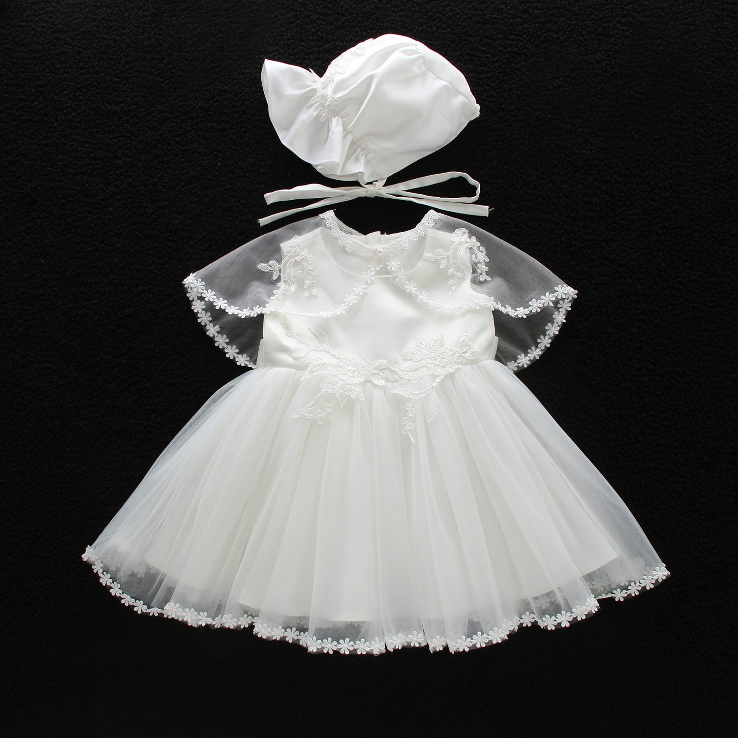 6116 New Design 3Pcs Baby Girl Frock 0-9 Months Party Dress 1Y Black First Birthday Party Prom Gown Toddler Pageant Dress With Hat