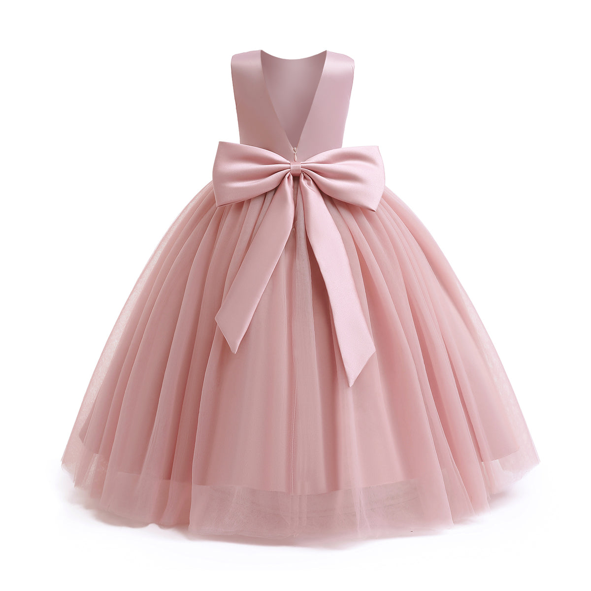 7790 Flower Girls Tulle Dresses for Formal Wedding Party Luxury Satin Elegant Princess Pageant Long Fashion Girl Kids Dress 4-14Y