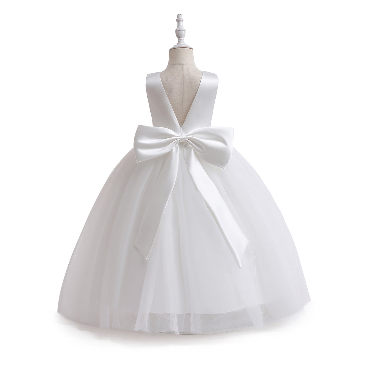 7790 Flower Girls Tulle Dresses for Formal Wedding Party Luxury Satin Elegant Princess Pageant Long Fashion Girl Kids Dress 4-14Y