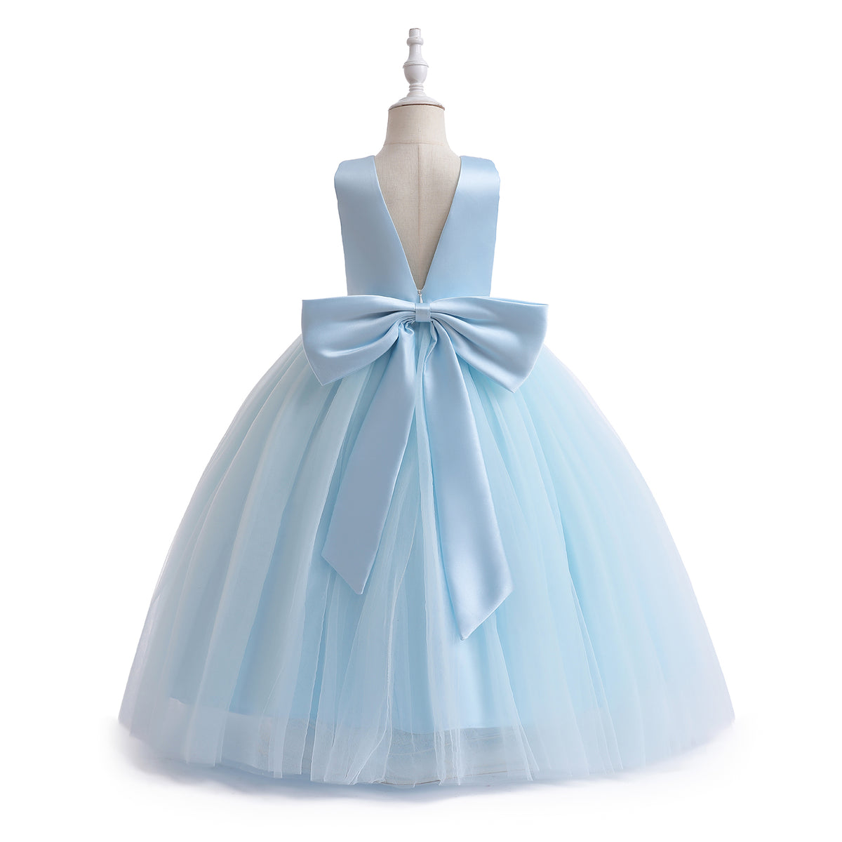 7790 Flower Girls Tulle Dresses for Formal Wedding Party Luxury Satin Elegant Princess Pageant Long Fashion Girl Kids Dress 4-14Y