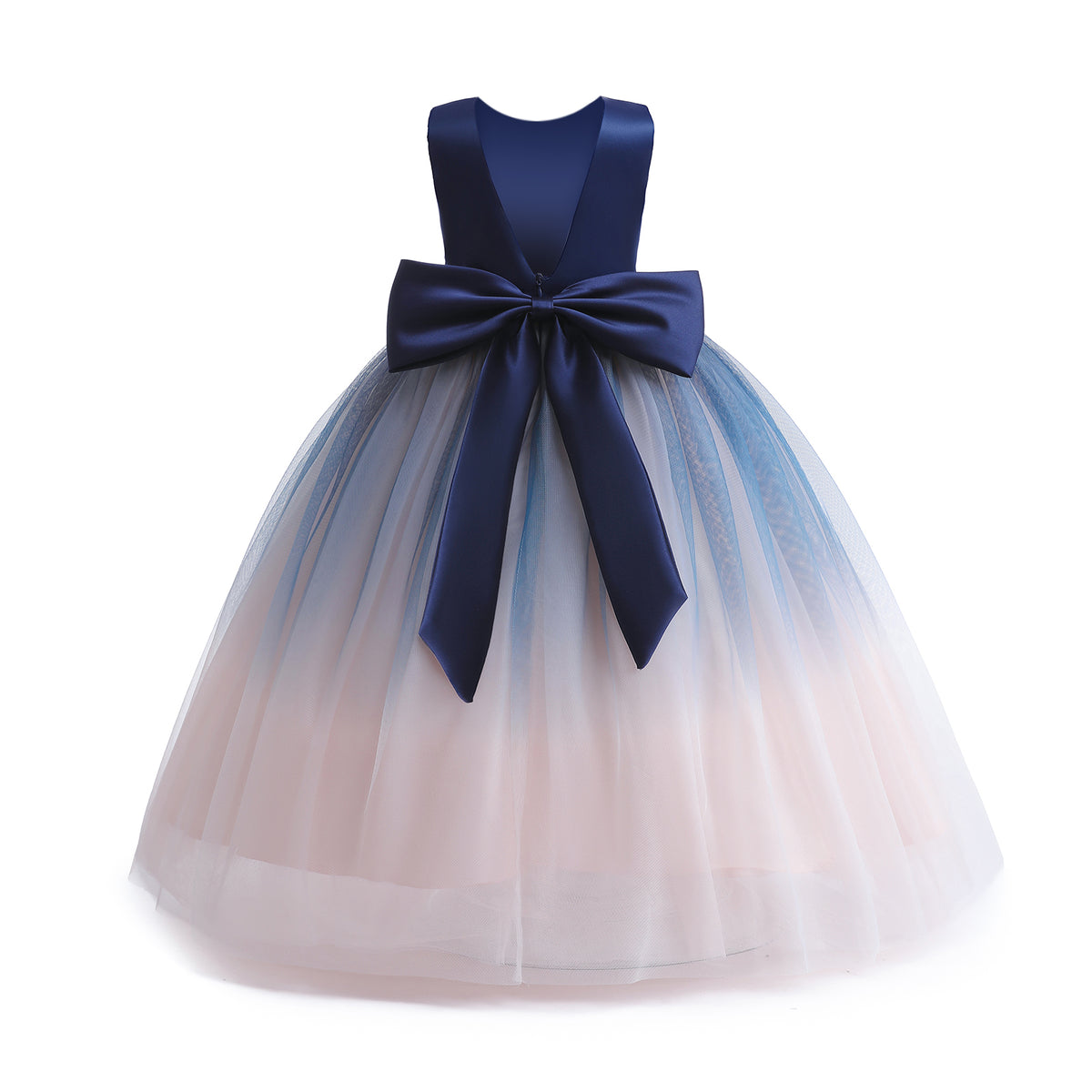 7790 Flower Girls Tulle Dresses for Formal Wedding Party Luxury Satin Elegant Princess Pageant Long Fashion Girl Kids Dress 4-14Y