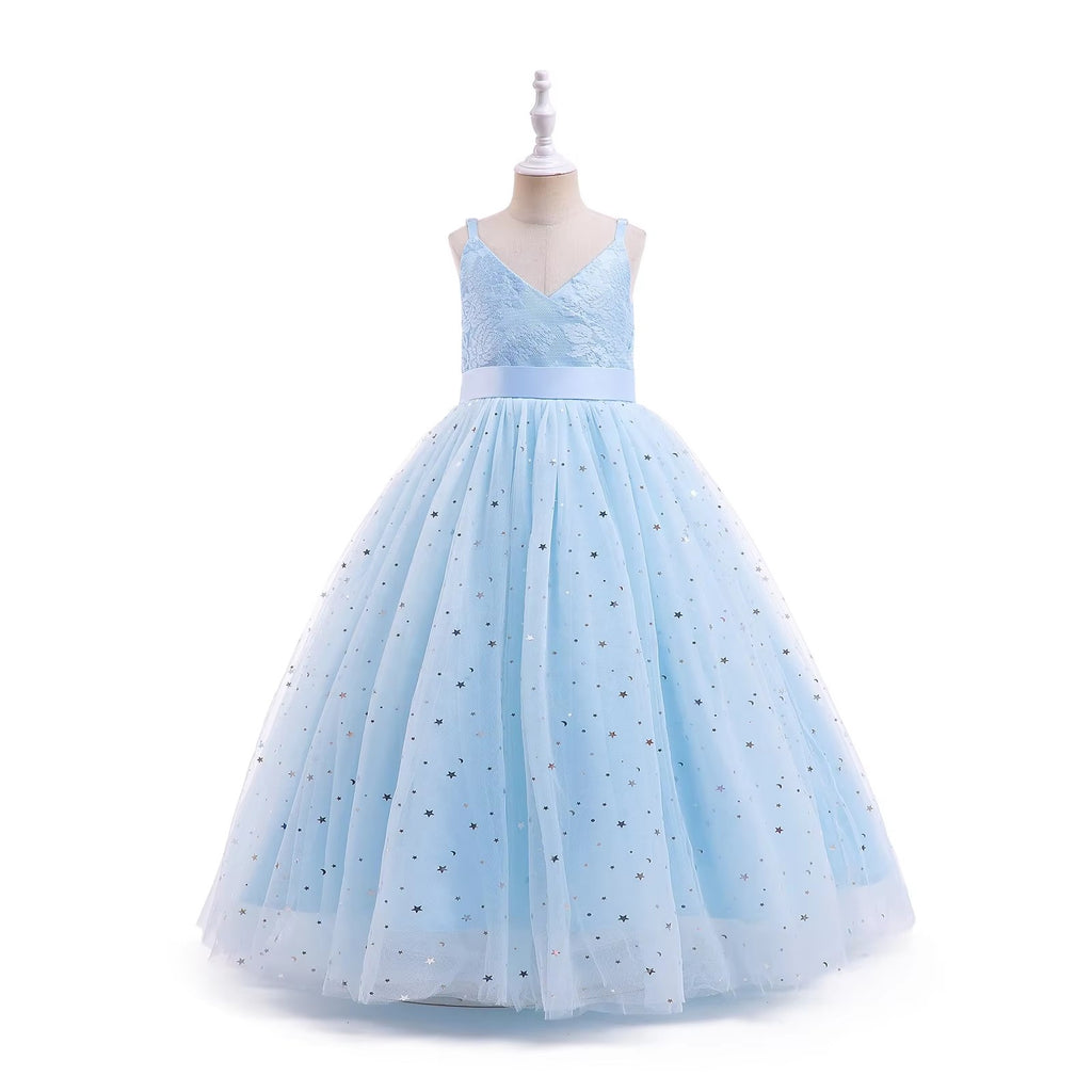 7688 Dresses Ball Gown Wedding Pageant Fashion Flower Girl Dress Girls Tulle Cute Fancy Formal Princess Elegant