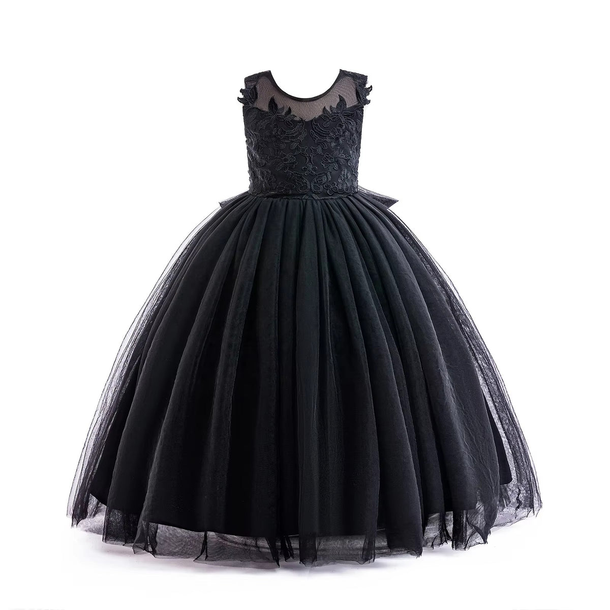 7893 Casual Kids Tulle New Design Princess Teenage Embroidery Flower Girl Dress Backless Dresses Lace Girls Wedding Fashion Luxury