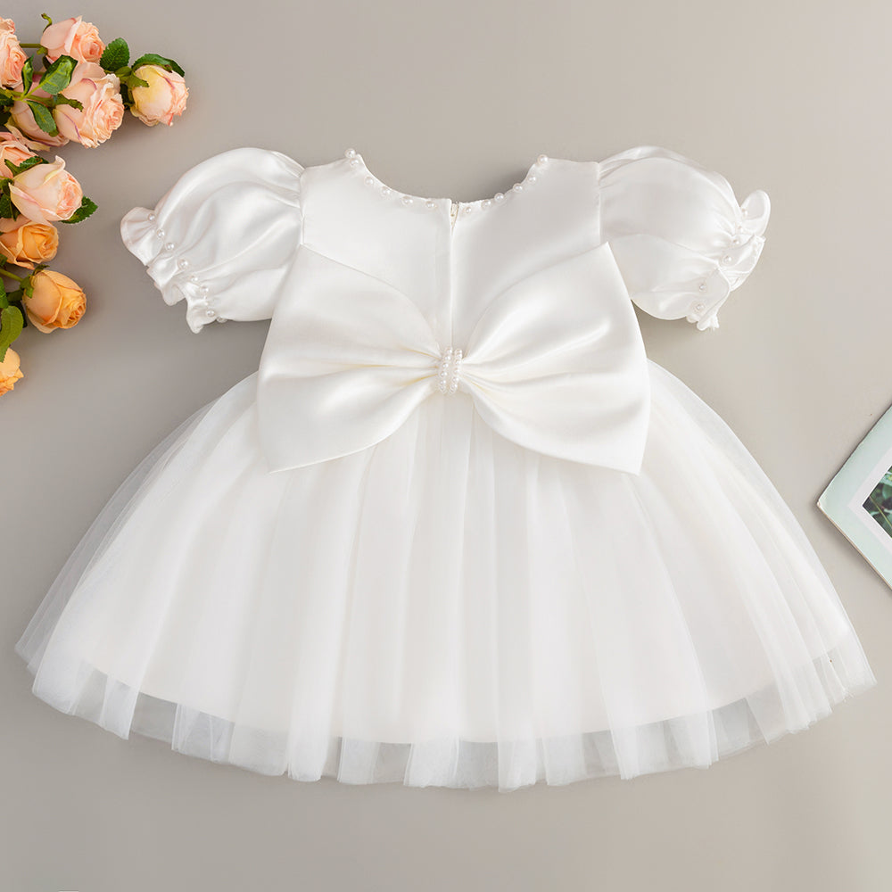 5069 New Design Birthday Princess Bow Wedding Satin High Quality Baby Girls Beautiful Prom Cute Ball Gown