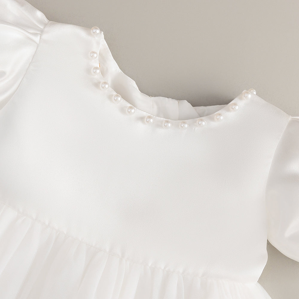 5069 New Design Birthday Princess Bow Wedding Satin High Quality Baby Girls Beautiful Prom Cute Ball Gown