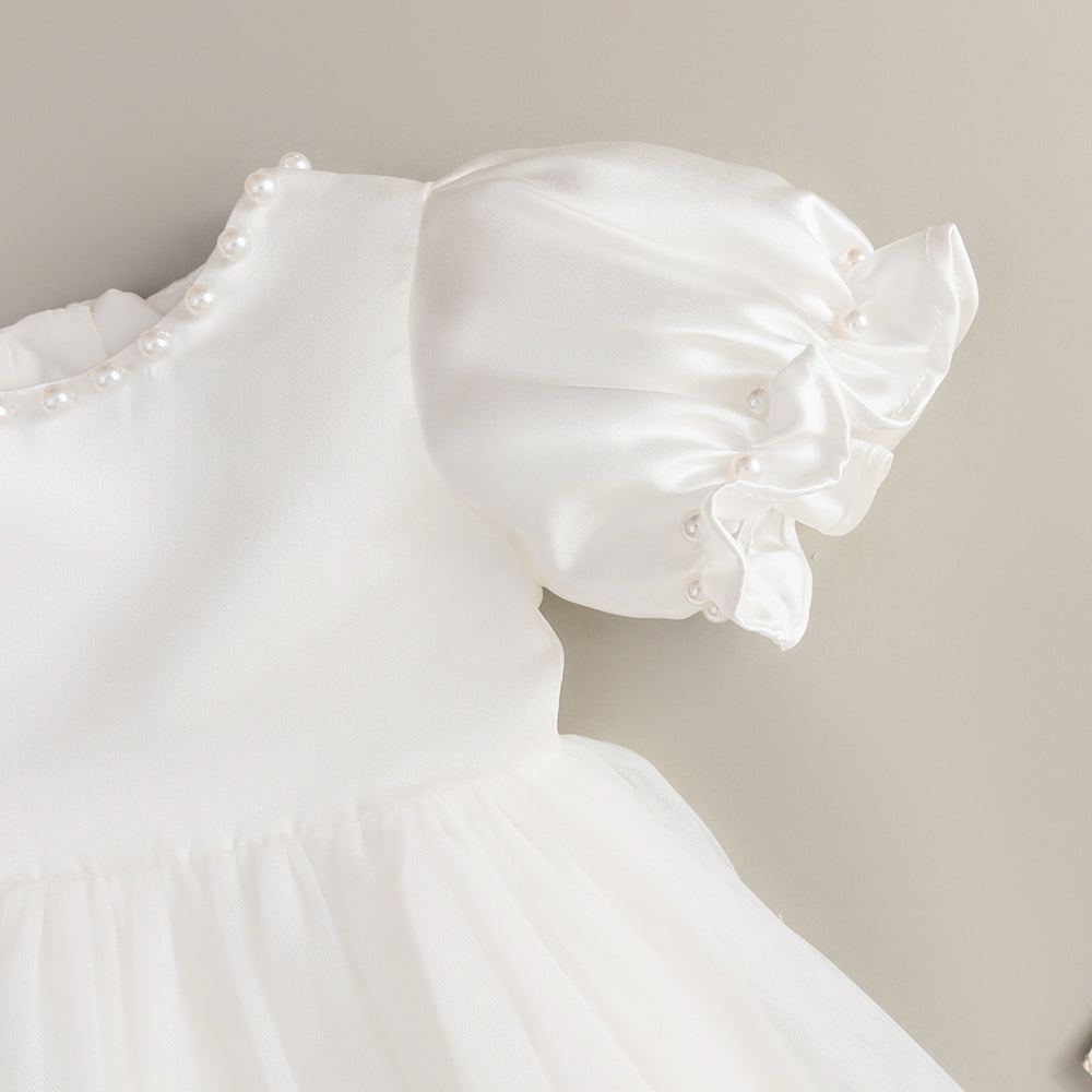 5069 New Design Birthday Princess Bow Wedding Satin High Quality Baby Girls Beautiful Prom Cute Ball Gown