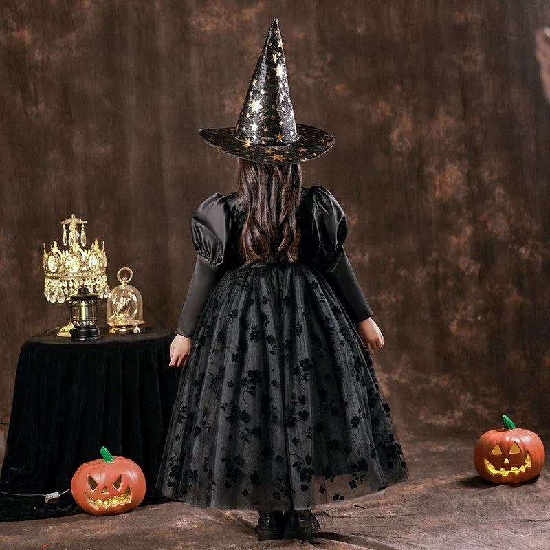 7772 Puffed Sleeves Formal Girl'S Fluffy Dress Luxury Flower Girls' Dresses Long Sleeves Embroidery Princess Dress for Girl Pageant