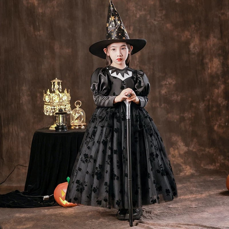 7772 Puffed Sleeves Formal Girl'S Fluffy Dress Luxury Flower Girls' Dresses Long Sleeves Embroidery Princess Dress for Girl Pageant