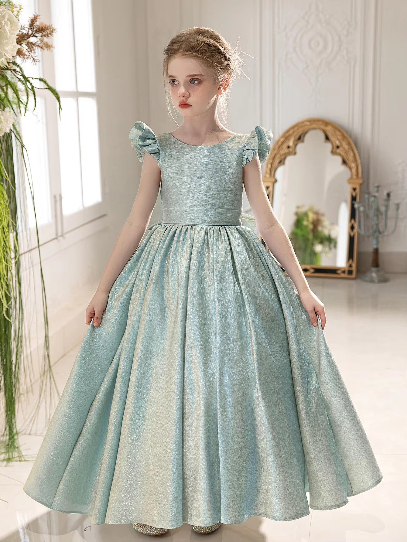 5156 High Quality Party Kids Dresses for Girls Formal Style Princess Fashion Backless Dress  Teenage Girls Clothing