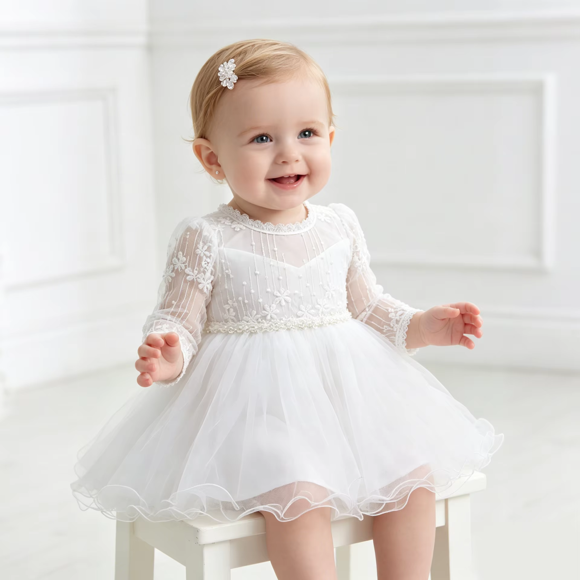 8515 Party Dress for Baby Girl Long Sleeve Infant Dress 6-9 Months Picnic Princess Dress Low Price Newborn Baby Girl Items