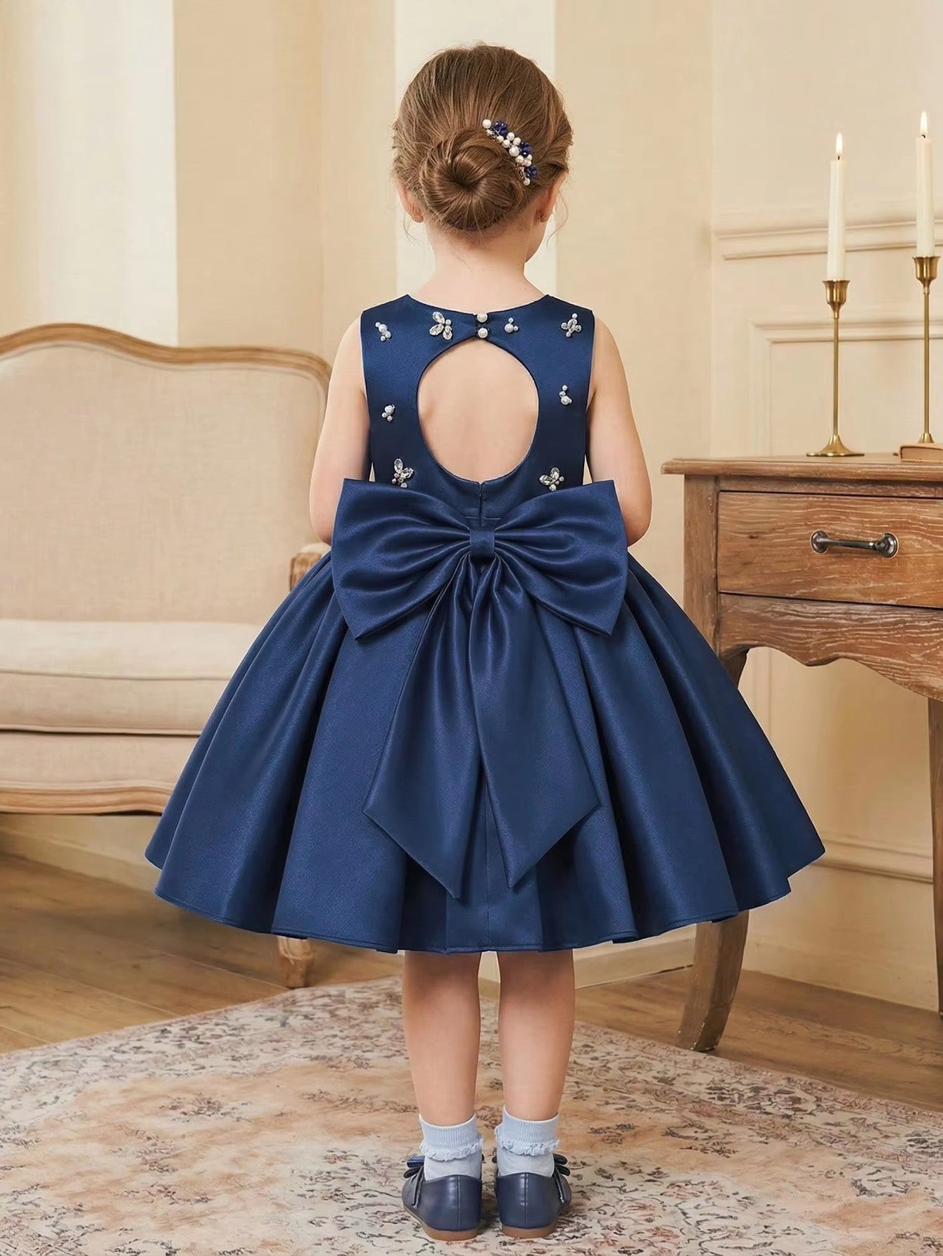 5370 Wholesale Beaded Satin Formal Fancy Princess Party Wear Dress Sets Frocks Gown for Young Kids Toddler Little Girls 4-8Y