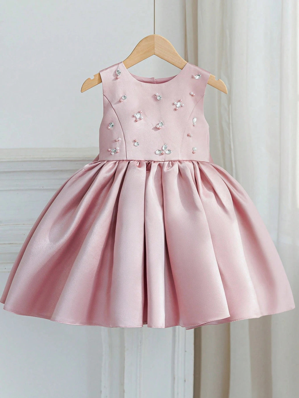 5370 Wholesale Beaded Satin Formal Fancy Princess Party Wear Dress Sets Frocks Gown for Young Kids Toddler Little Girls 4-8Y