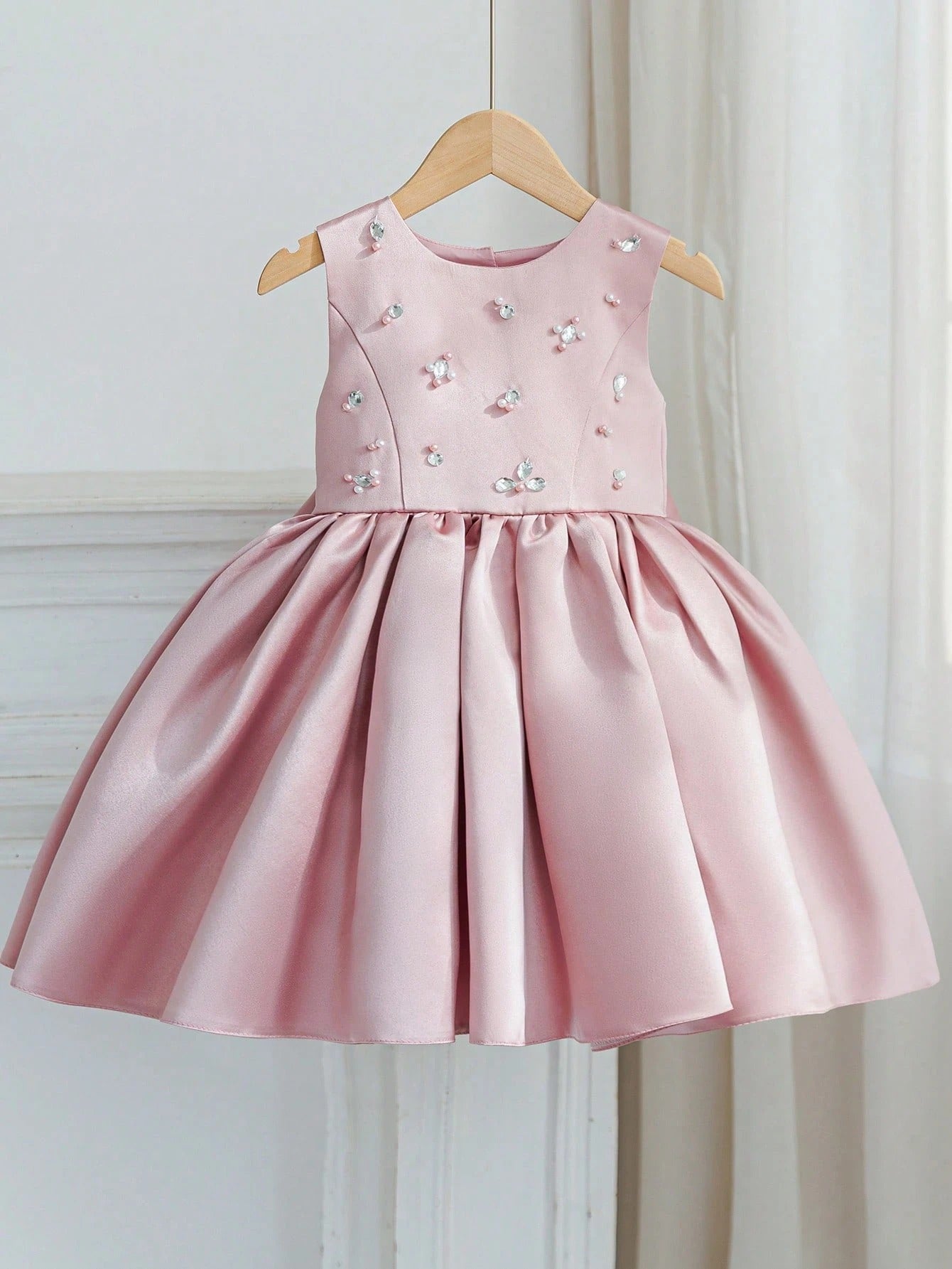 5370 Wholesale Beaded Satin Formal Fancy Princess Party Wear Dress Sets Frocks Gown for Young Kids Toddler Little Girls 4-8Y