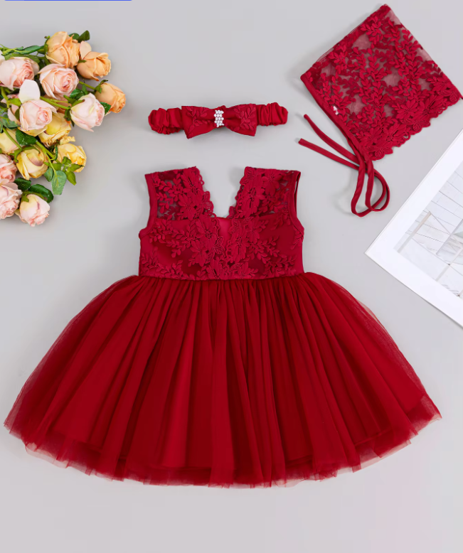 5136 Baby Dresses Cute Bow Baby Fancy Dress Princess Party Baby Frock 1 Year Birthday