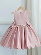 5320 Wholesale Satin Pink Formal Short Ball Gown Frock Flower Girl Dress for 5Y 7 Years Old  Little Girls Graduation Birthday Party