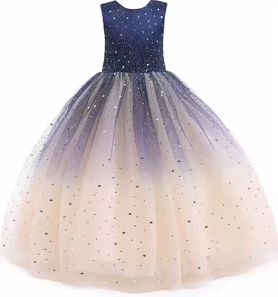 7689 Girls Tulle Flower Girl Dress Birthday Wedding Pageant Party Princess Gown Kids Formal Wear Ages 5 to 11 Years