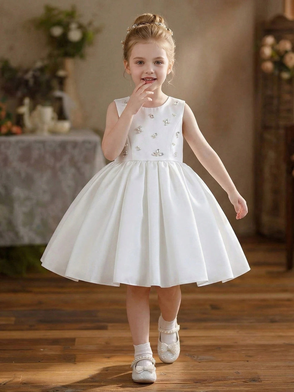5370 Wholesale Satin Princess Night Summer Flower Girl Wedding Birthday Dresses for Kids Girls