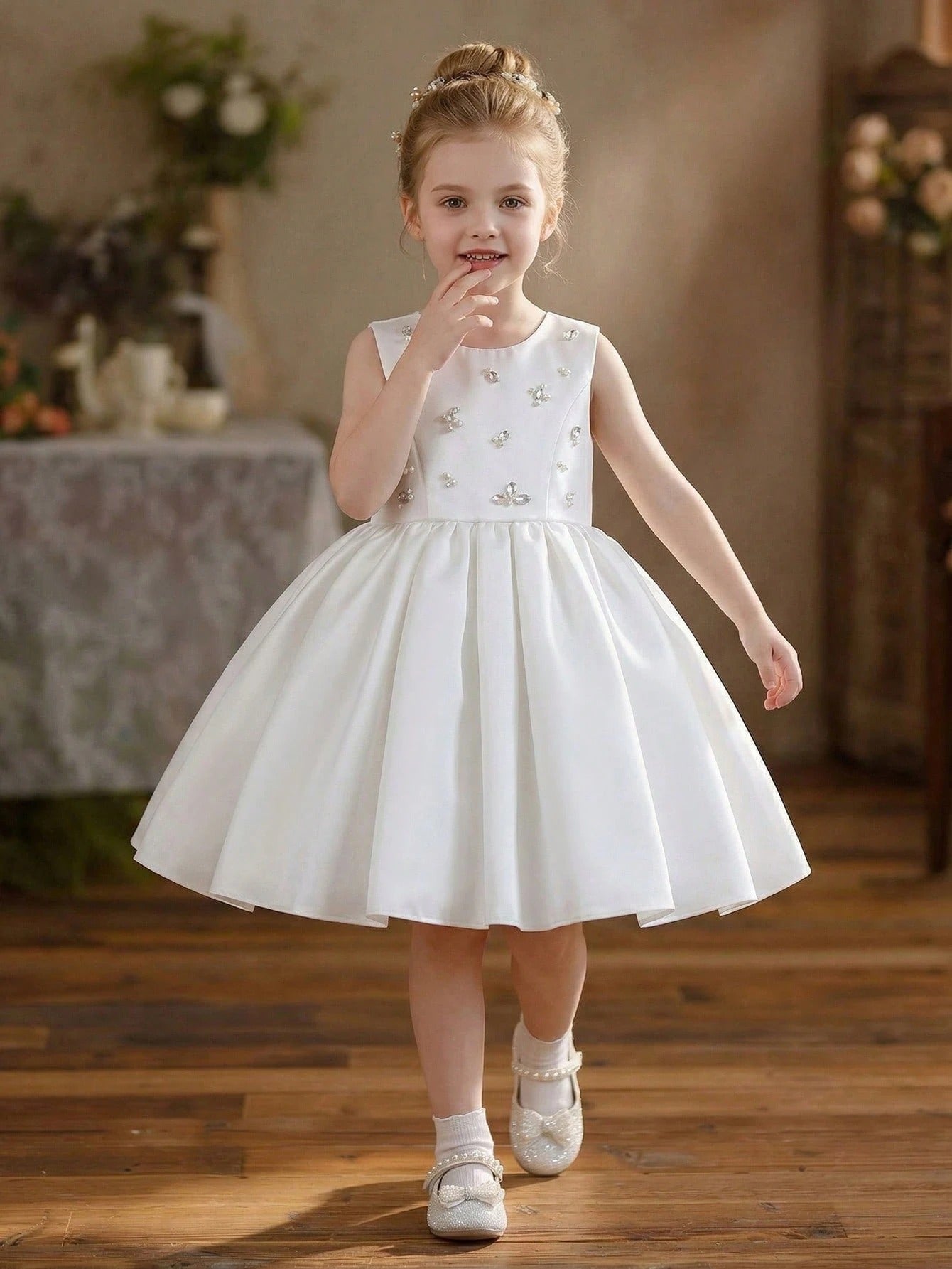 5370 Wholesale Satin Princess Night Summer Flower Girl Wedding Birthday Dresses for Kids Girls