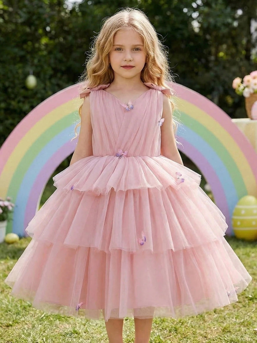 5276 Wholesale Afghani Smocked Tulle Tutu Pink Summer Princess Ball Gown for Toddler Little Girls Kids 7Y Birthday Party Pageant