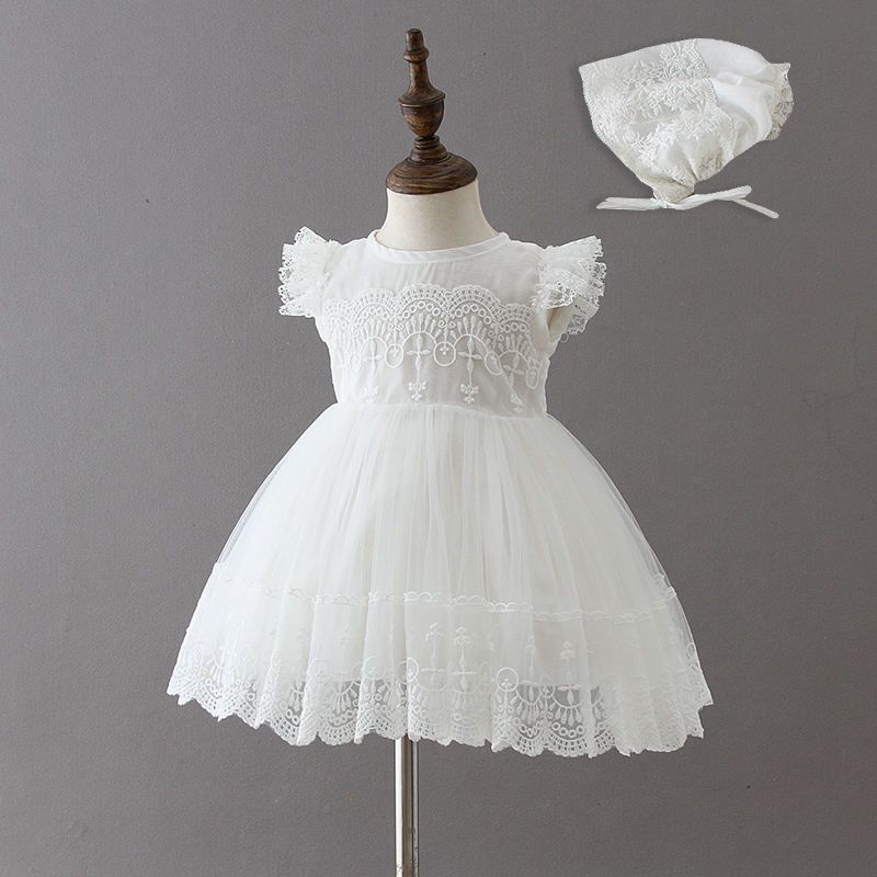 9769 Baby Girls Embroidered Christening Baptism Dress Baby Girl Wedding Gowns White Communion Dress Kids Baby Dresses 12 to 18 Months