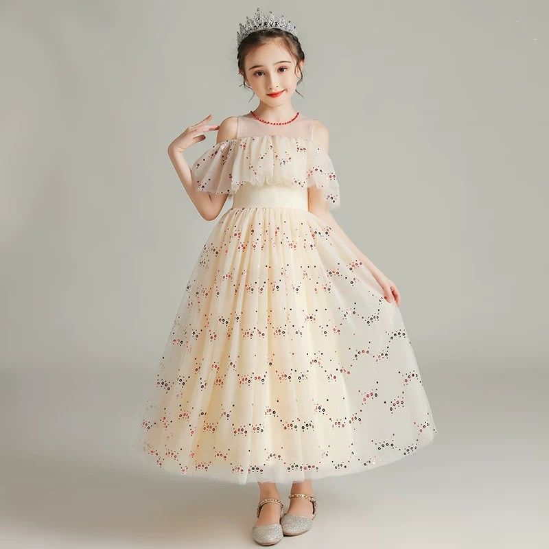 7209 Hot Selling Children Latest Fashion Communion Dresses for Kids Designs New Model Girls Ruffle Ball Gown