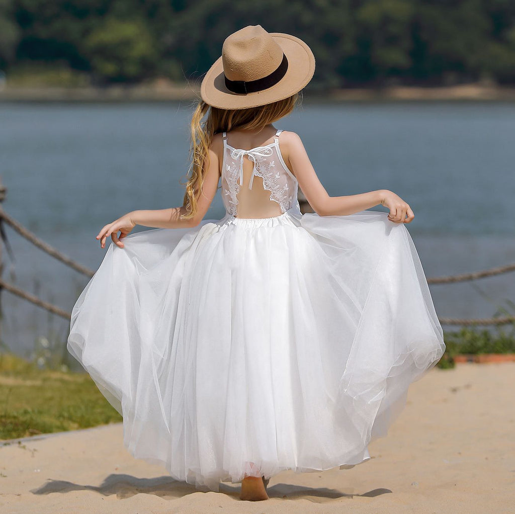 7768 Pageant Ball Gown Lace Flower Girl Dress Sleeveless Girls High Quality Teenage Elegant Party Prom Dance Formal