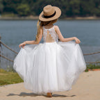 7768 Pageant Ball Gown Lace Flower Girl Dress Sleeveless Girls High Quality Teenage Elegant Party Prom Dance Formal