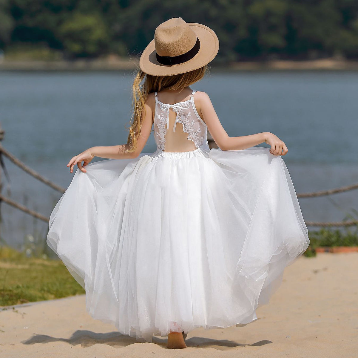 7768 Pageant Ball Gown Lace Flower Girl Dress Sleeveless Girls High Quality Teenage Elegant Party Prom Dance Formal