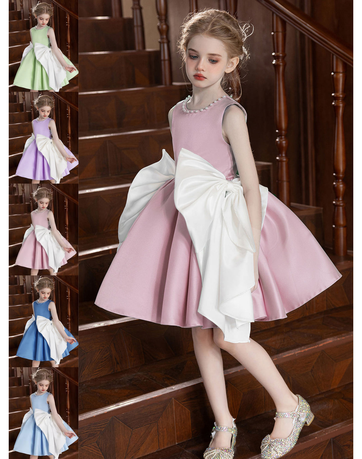 5160 Pink Kids Girls' Party Dress Birthday Elegant Princess Flower Girls' Dresses for Wedding Children Dresses Kids Girls' Wear