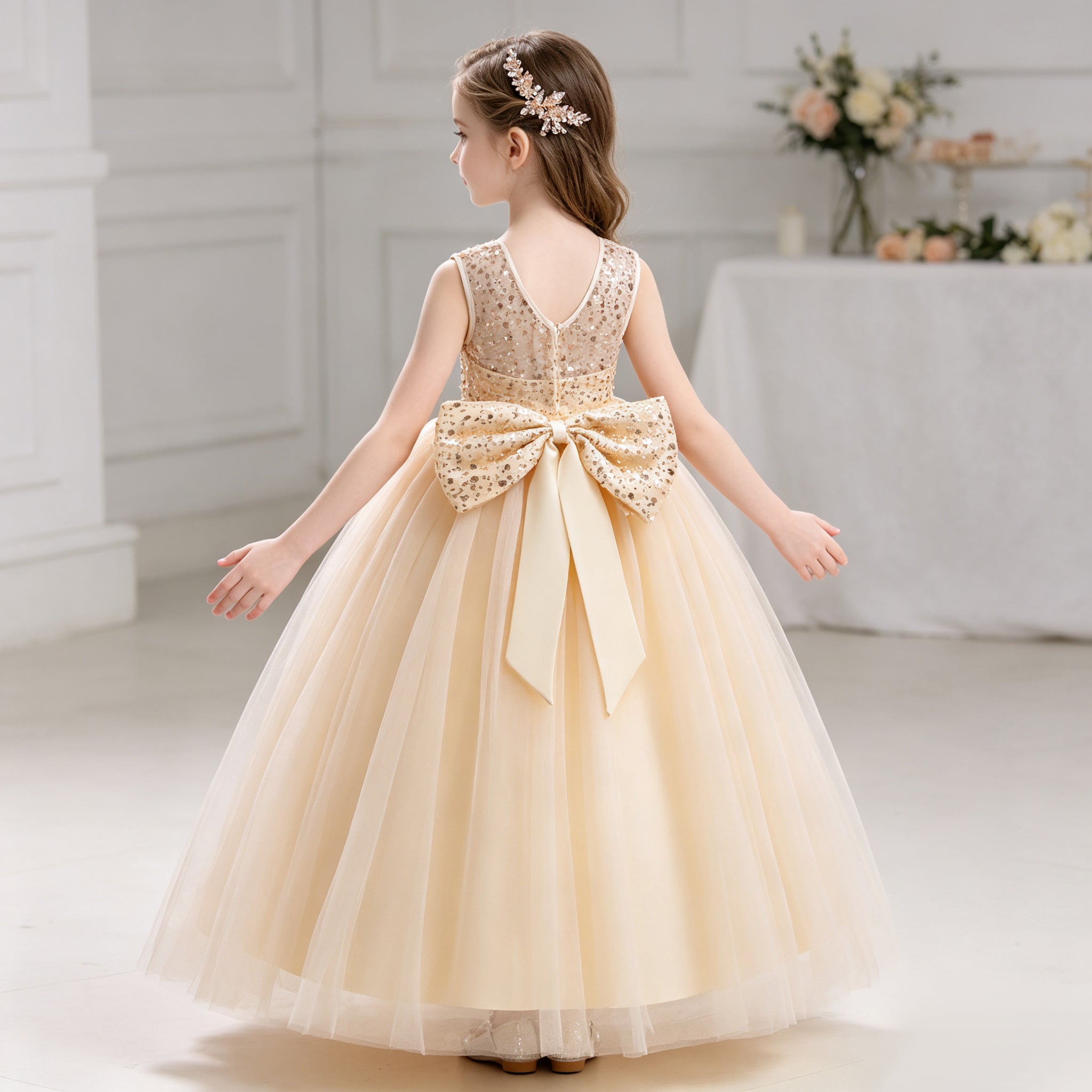 5137 Wholesale White Lace First Communion Dress Kids Flower Girl Formal Wear for Church First Holy Communion Ceremony（副本）