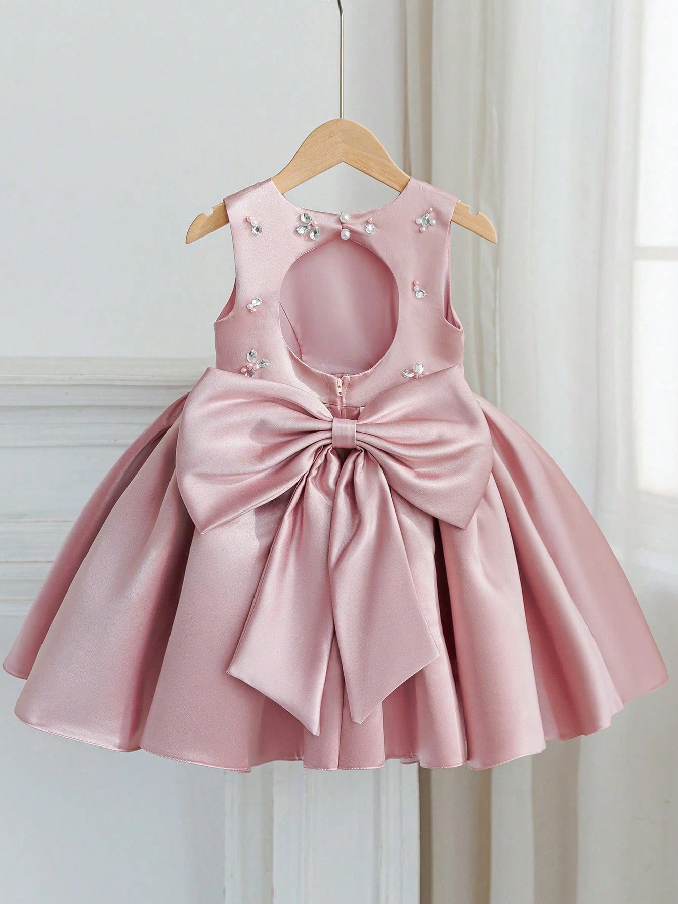 5370 Wholesale Beaded Satin Formal Fancy Princess Party Wear Dress Sets Frocks Gown for Young Kids Toddler Little Girls 4-8Y